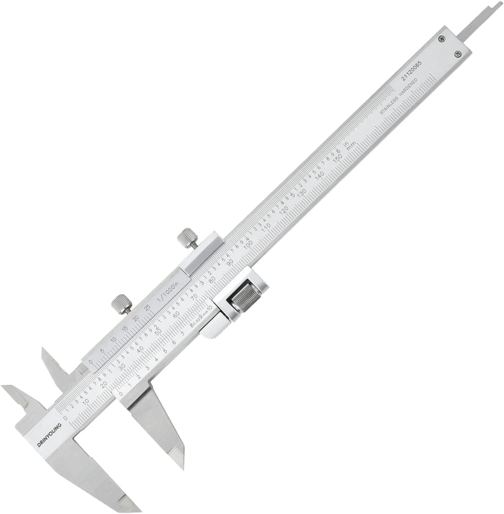 High-Precision All-Metal Vernier Caliper, Inch/Metric, 0-12"/0-300mm, Pack of 2 I6683