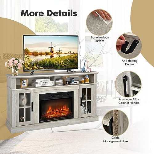 Grey Electric Fireplace TV Stand J38456