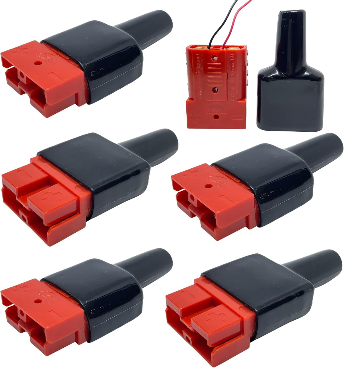 50A Anderson Connector with Dust Cable Sheath Cover, Red 6 pcs E15186