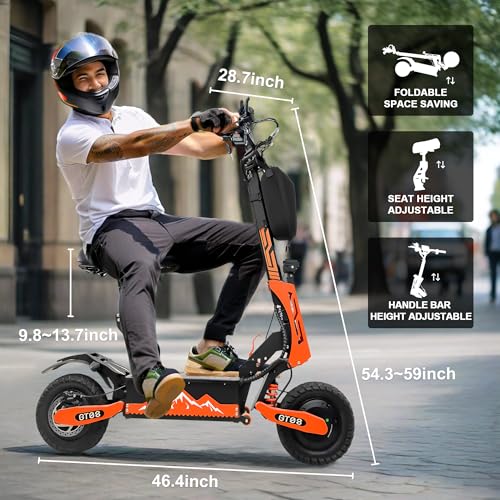 60V 27AH Electric Scooter with 5600W Dual Motor, 50MPH Speed, 40 Miles Range, 11" Vacuum Off-Road Tires, Folding E-Scooter Y604636