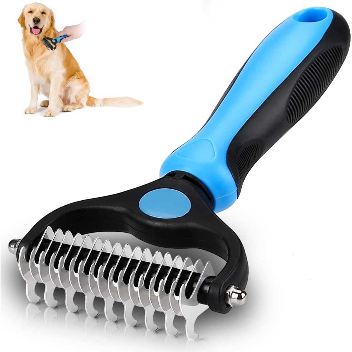 Dematting Brush Undercoat Rake for Dogs & Cats 2 Sided Grooming Tool A285