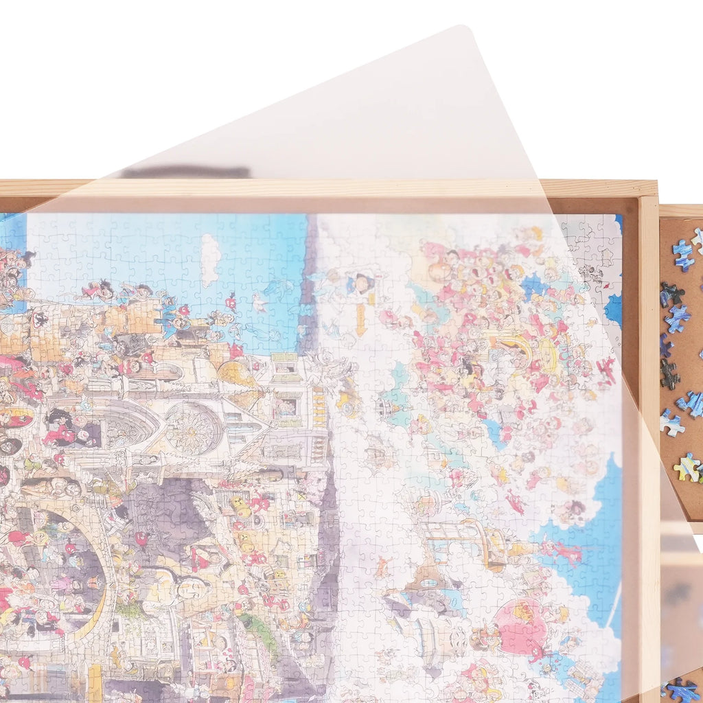 1500 Piece Puzzle Board with Folding Legs & 4 Sliding Drawers 32.7" x 24.6" Wooden Jigsaw Puzzle Table C9209