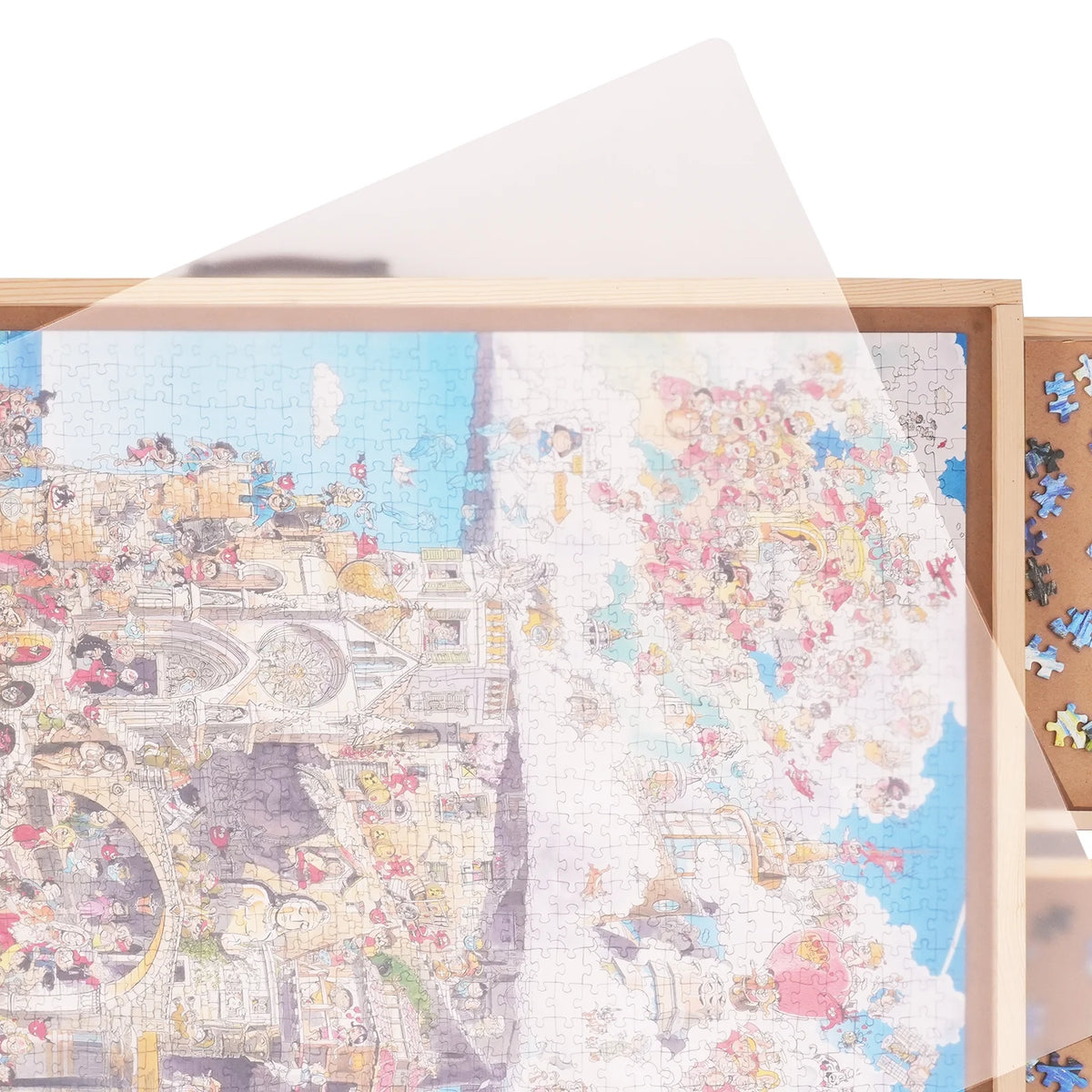 1500 Piece Puzzle Board with Folding Legs & 4 Sliding Drawers 32.7" x 24.6" Wooden Jigsaw Puzzle Table C9209