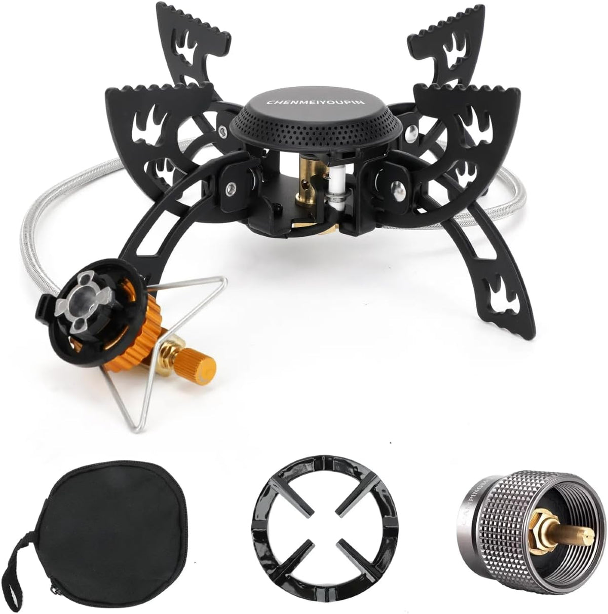 Portable Camping Stove with Adapter Wok Stand Q75110