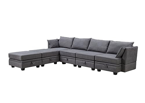 Beige Chenille 2 Piece L-Shape Modular Sectional Sofa I306