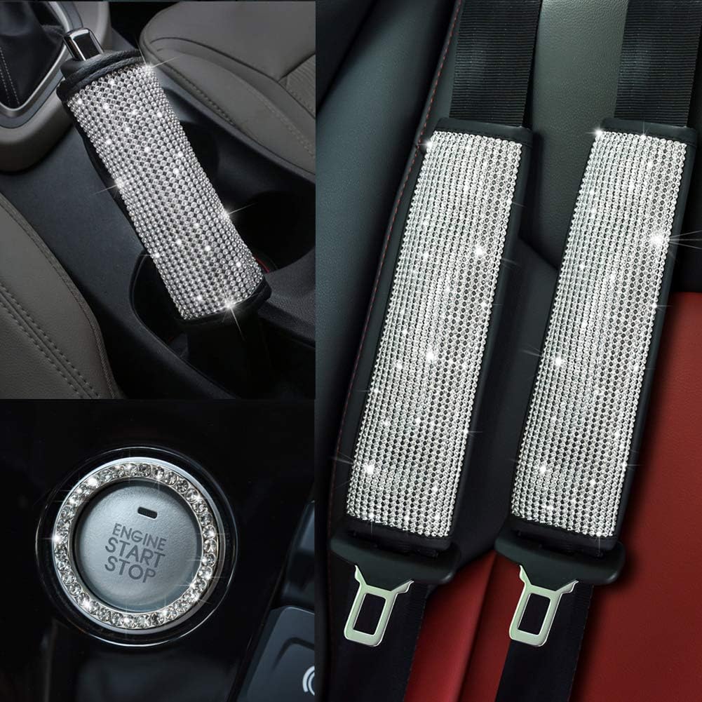 Soft Velvet Seat Belt Shoulder Pads with Rhinestones 4 Pack Set G813018