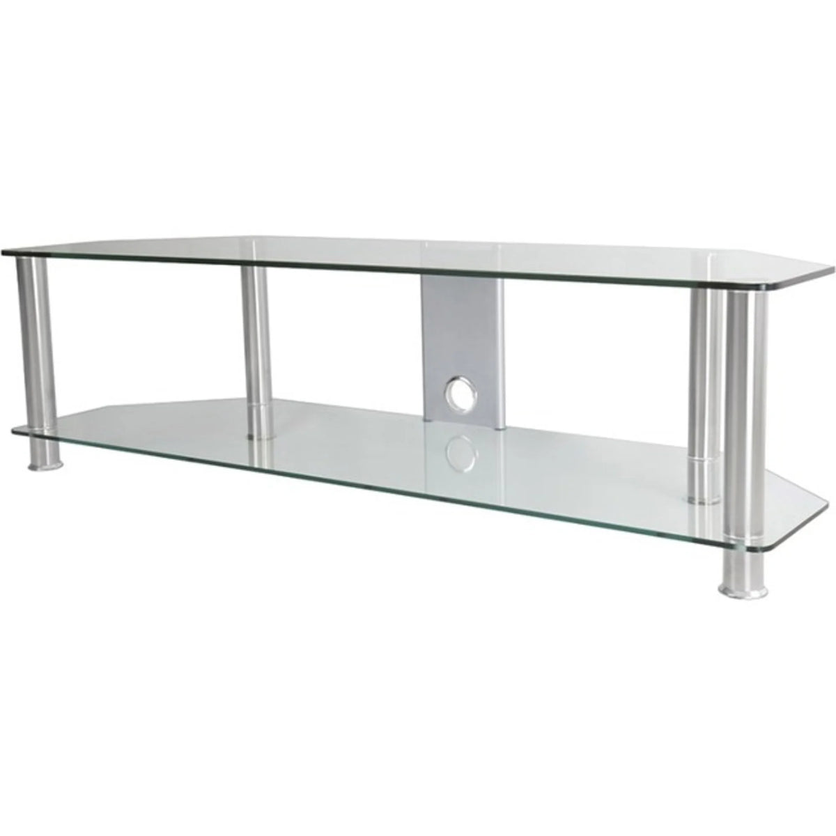 Black Corner Glass TV Stand with Cable Management L777383