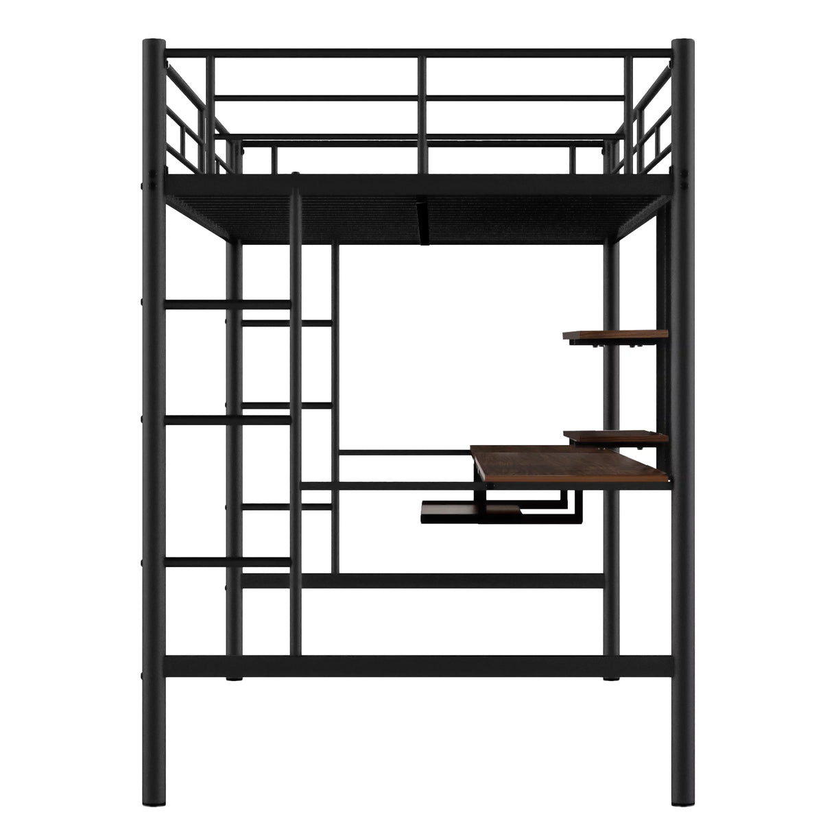 Full Bed with Keyboard Tray, 2 Shelves and Desk S49289