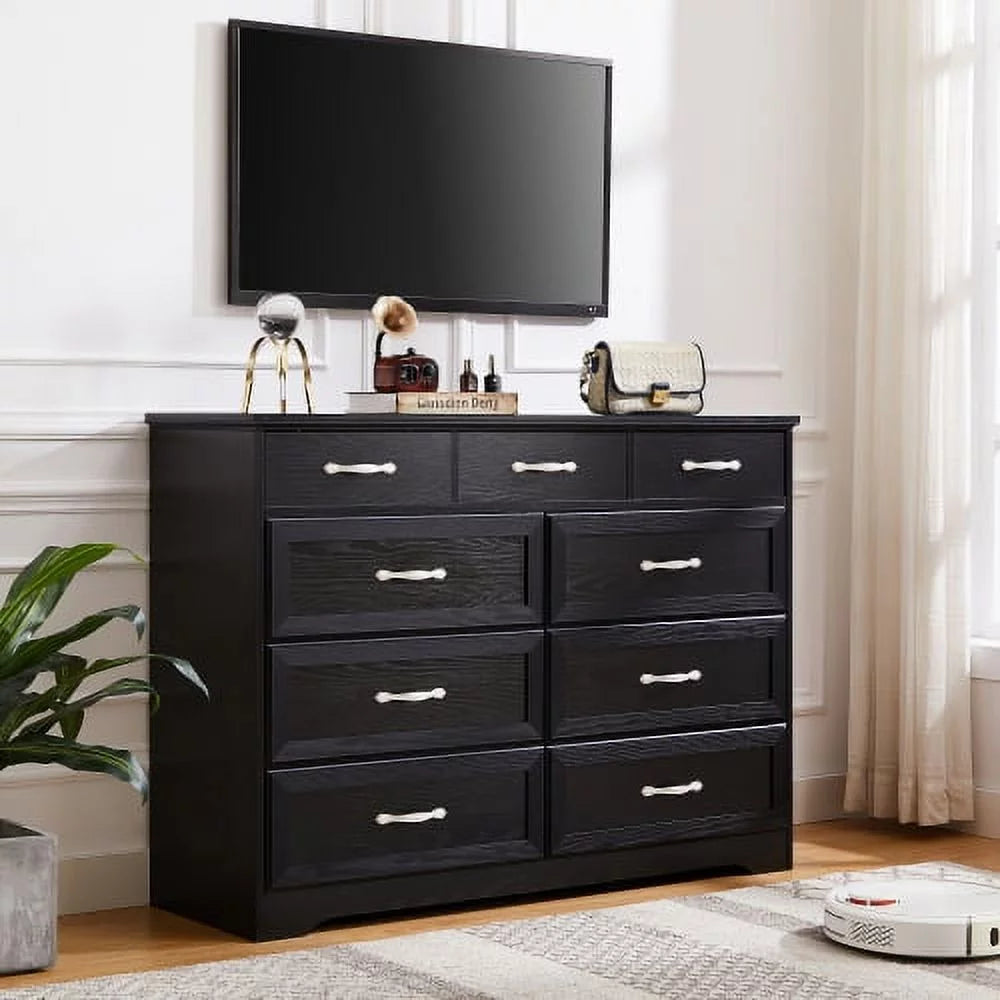 Black 9 Drawer Wood Dresser L184480