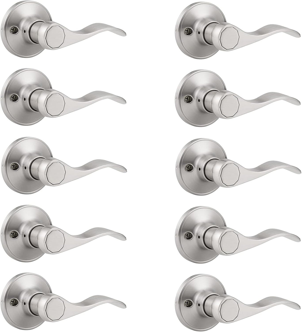 10 Pack Brushed Nickel Stainless Steel Non-Locking Levers S502536