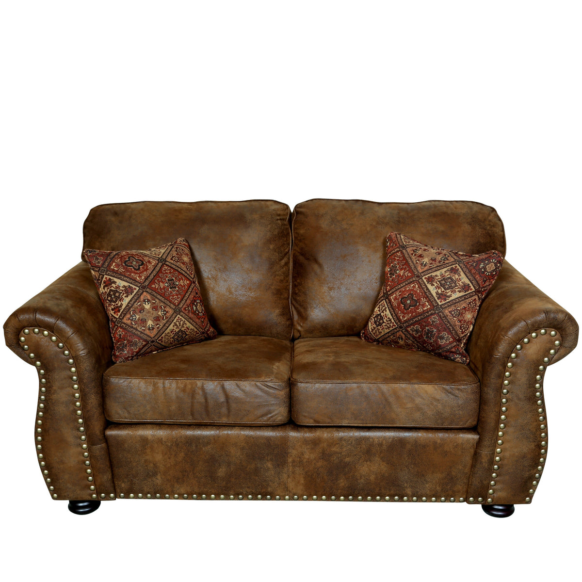 Brown Leather-Look Loveseat T4562