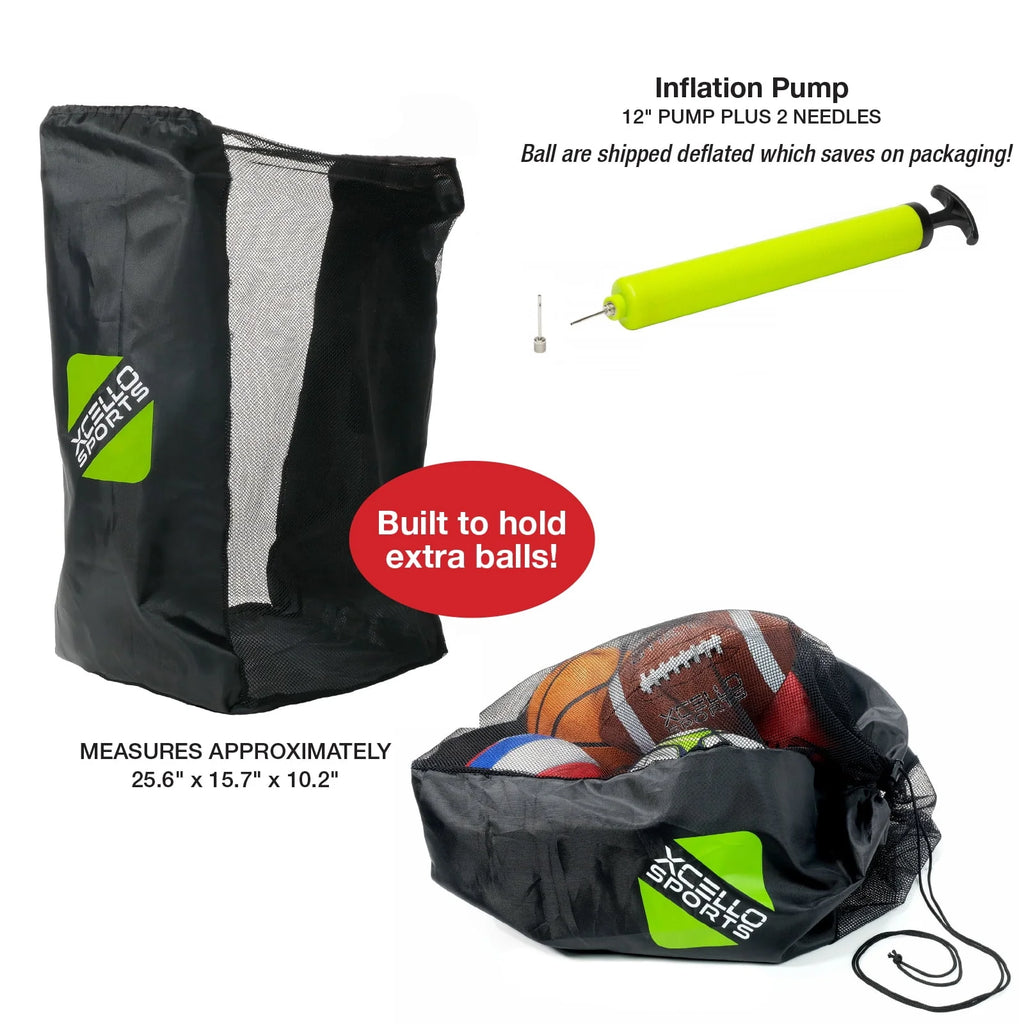 5 Ball Assortment with Ball Pump and Carry Bag I646