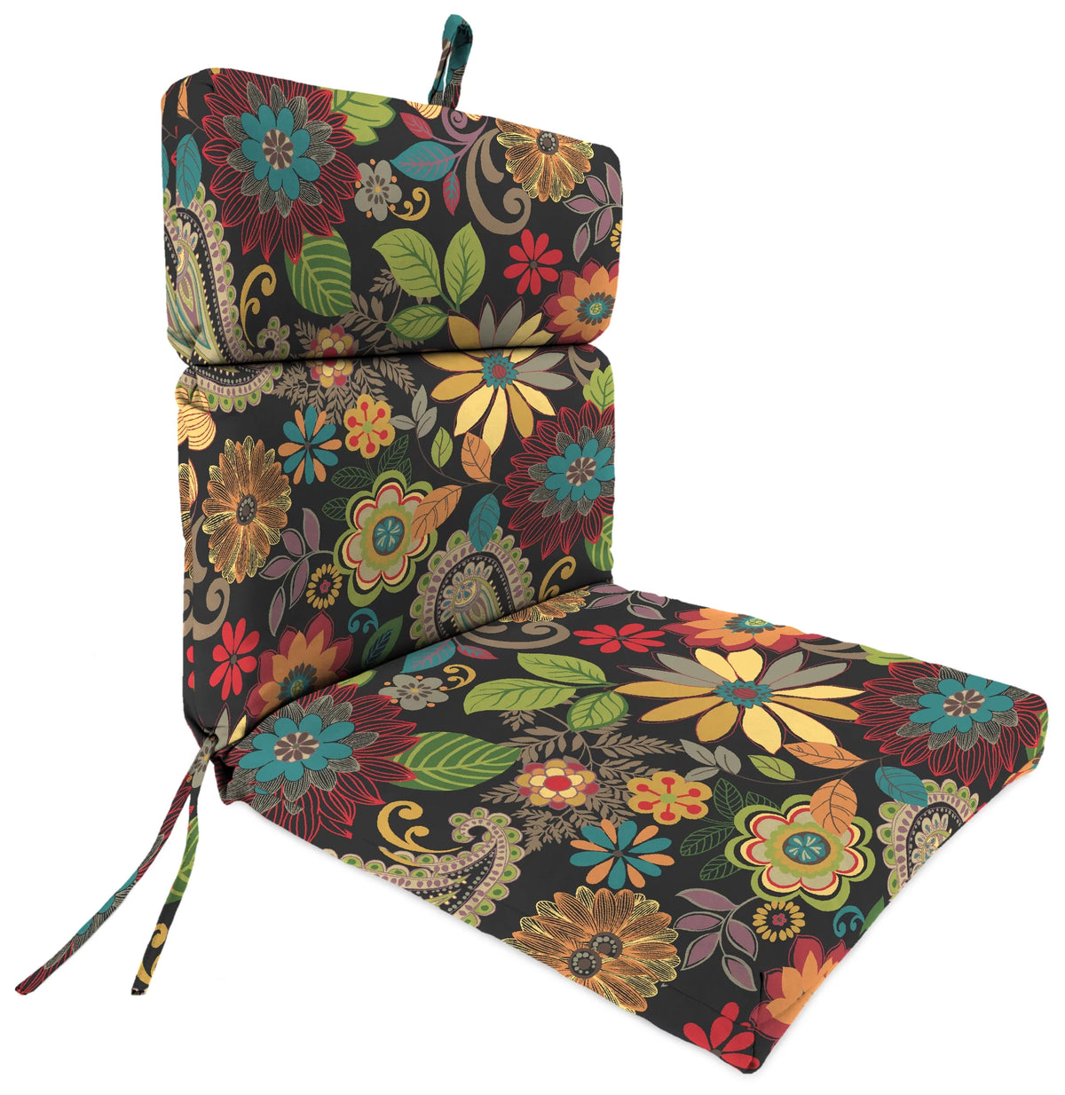 Multicolor Floral Rectangular Outdoor Chair Cushion with Ties T10593