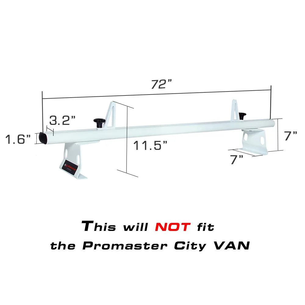 Aluminum 3 Bar Van Roof Rack System With Ladder Stopper White V71232