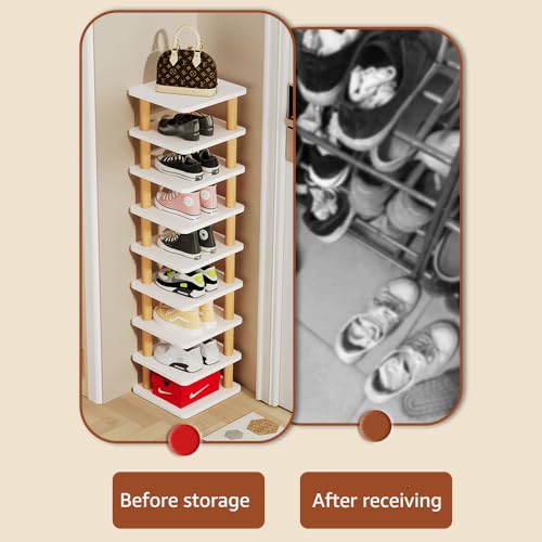 8 Tiers Vertical Shoe Rack with Sturdy Frame A9882