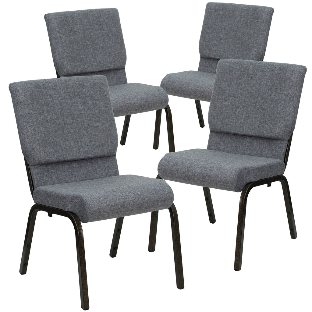 4pk 18.5 inch Navy Blue Fabric Stacking Church Chair H53598