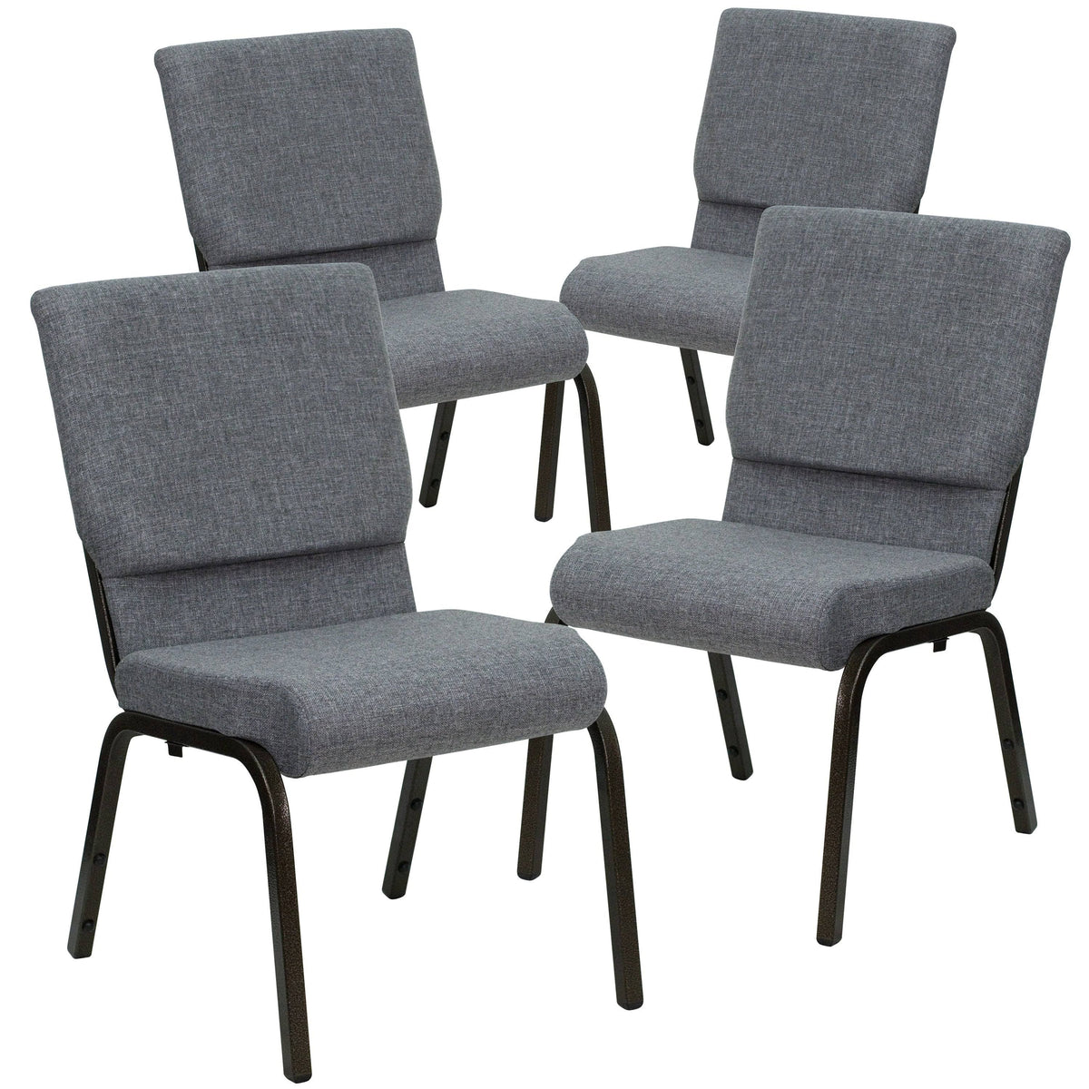 4pk 18.5 inch Navy Blue Fabric Stacking Church Chair H53598