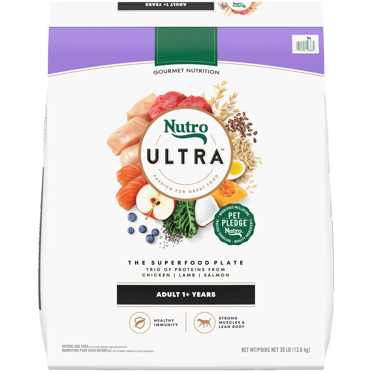 Adult Dry Dog Food With Chicken, Lamb And Salmon, 30 Lb. Bag M652670