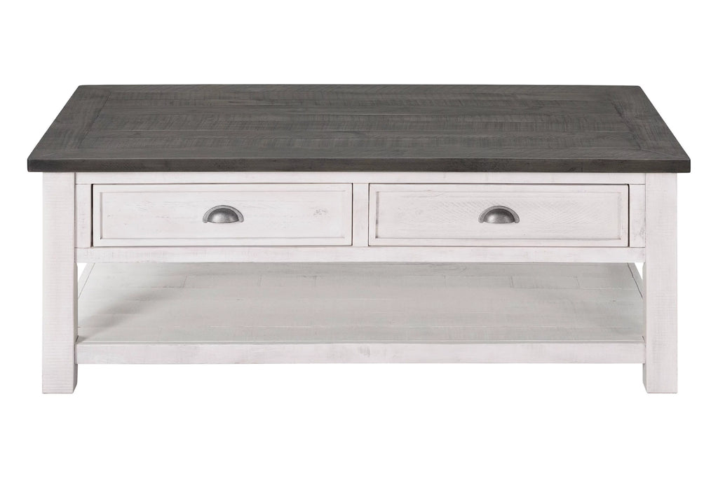 Solid Wood 2 Drawer Coffee Table White and Gray F625716