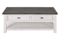 Solid Wood 2 Drawer Coffee Table White and Gray F625716