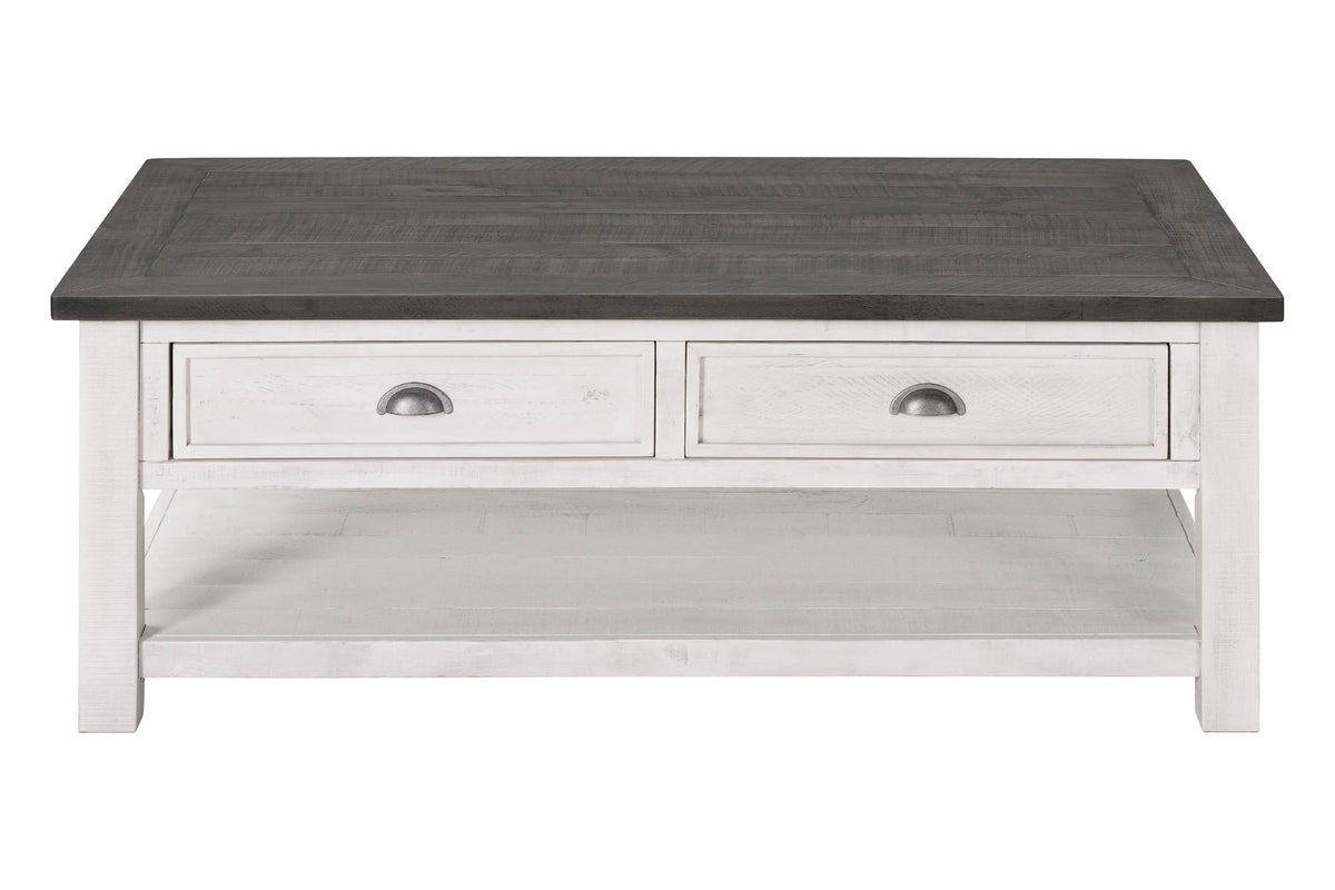 Solid Wood 2 Drawer Coffee Table White and Gray F625716