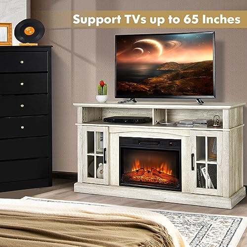 Grey Electric Fireplace TV Stand J38456