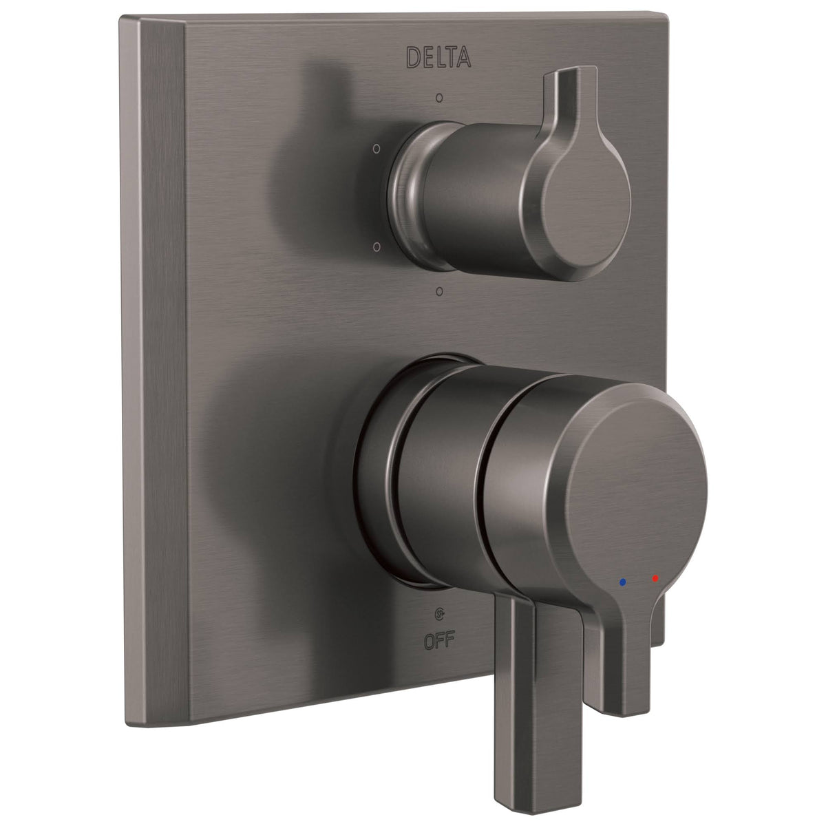 2-Handle Monitor Valve Trim with 6-Setting Diverter in Lumicoat Black Stainless Y129