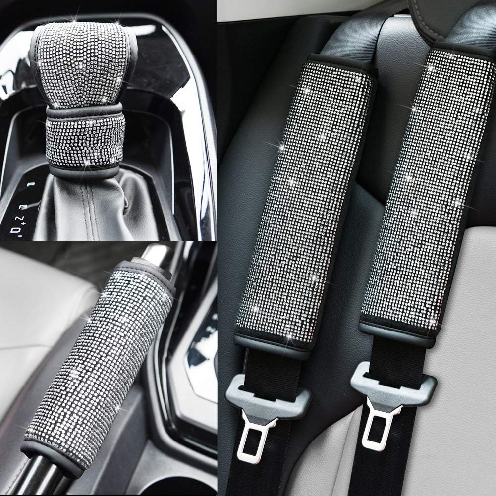 Soft Velvet Seat Belt Shoulder Pads with Rhinestones 4 Pack Set G813018