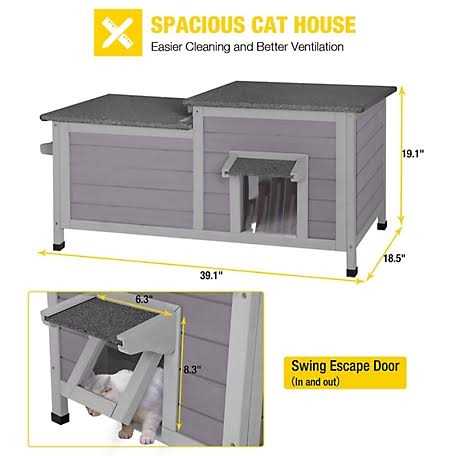Feral Cat Shelter 2-Room Outdoor Cat House R567