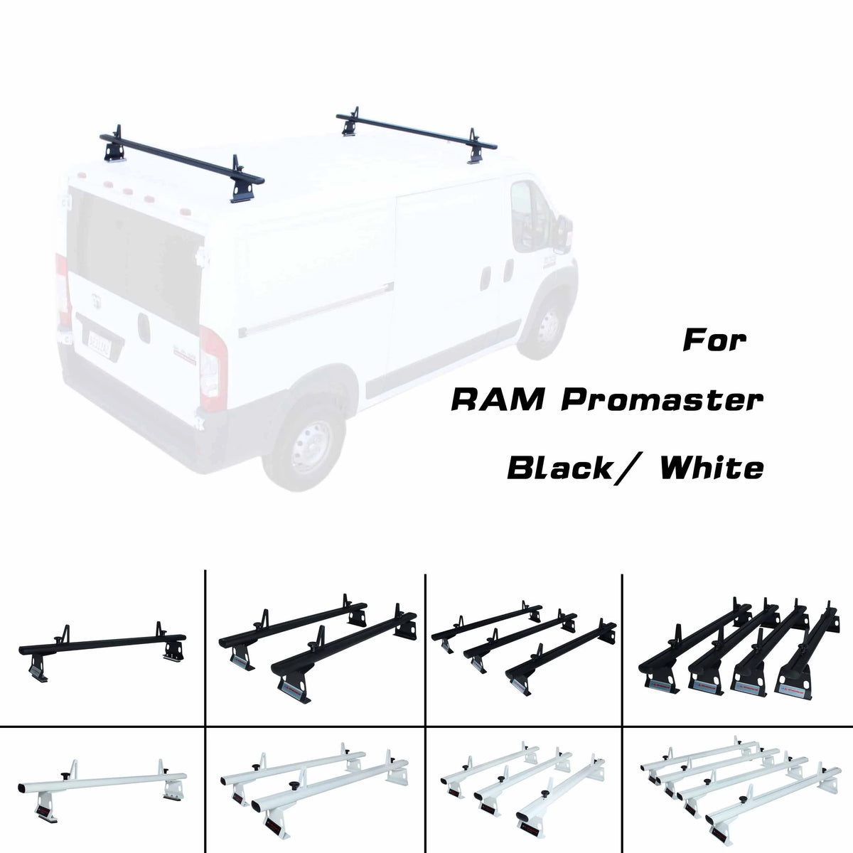 Aluminum 3 Bar Van Roof Rack System With Ladder Stopper White V71232
