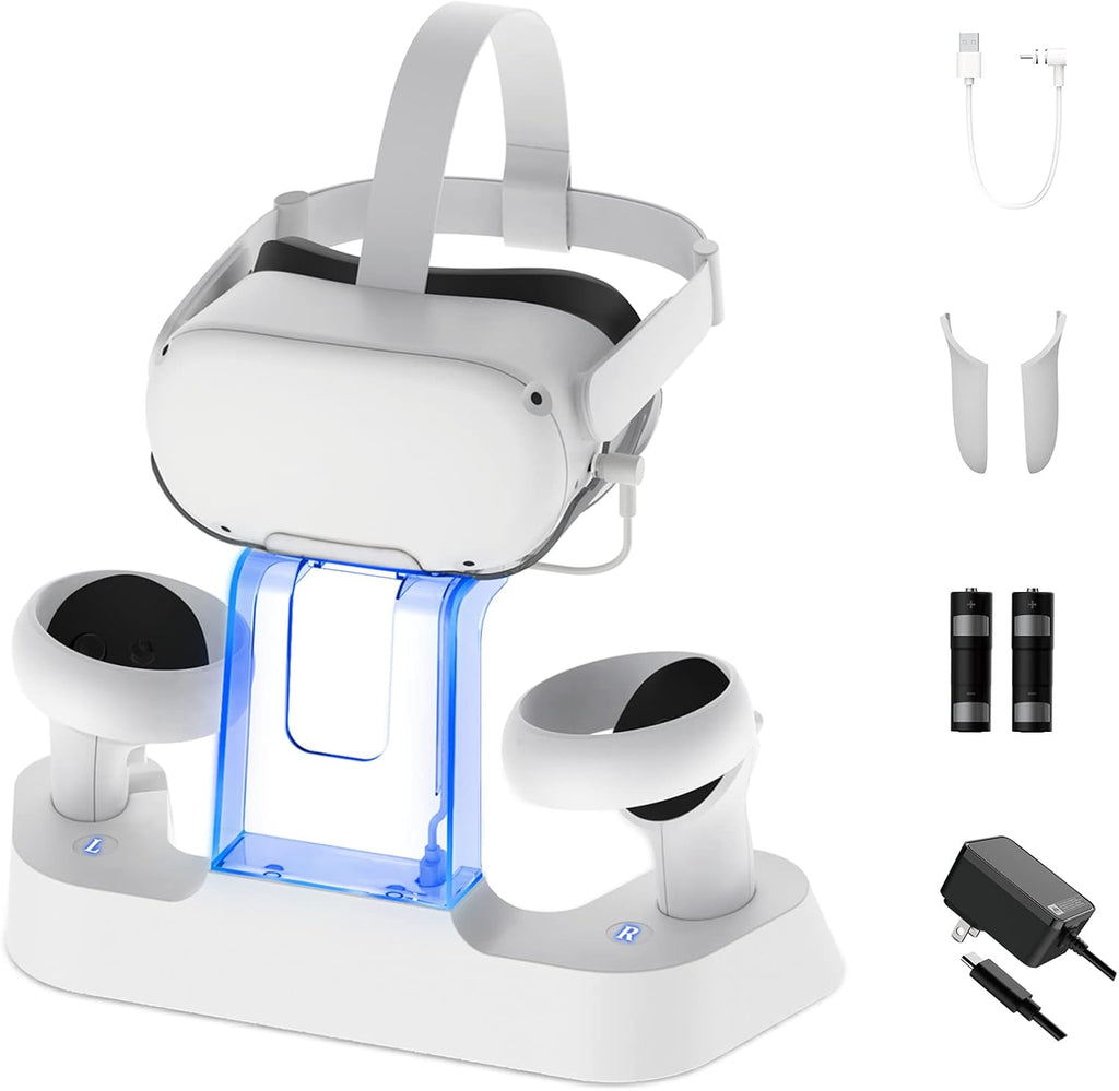 Charging Dock with LED Light, Headset Display Stand and Controller Mount A915906