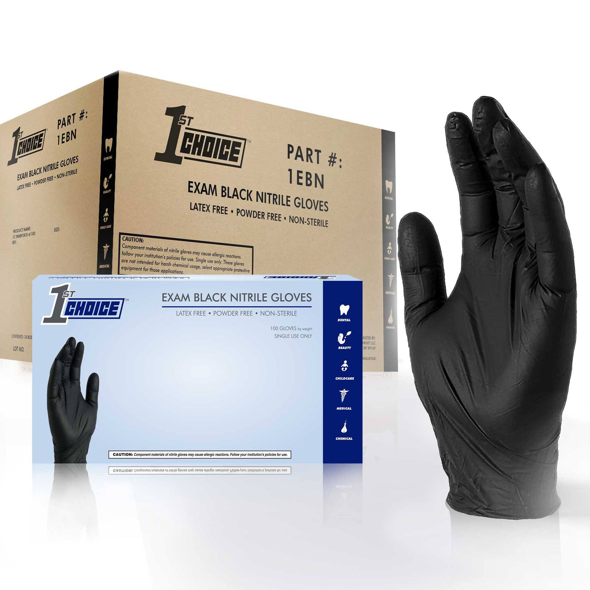 Black Large Nitrile Disposable Gloves, 1000/Case T61776