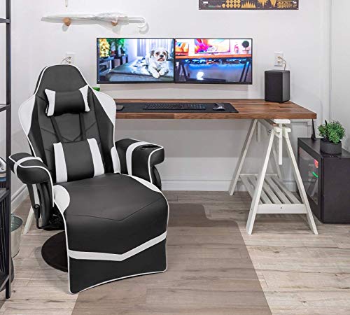 Black Pu Leather Ergonomic Reclining Gaming Sofa Chair with Footrest A718