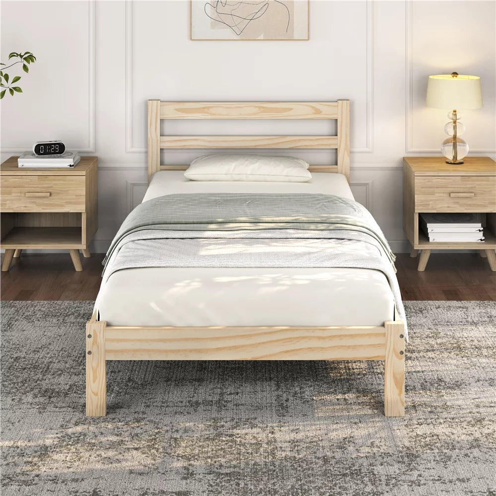 Queen Wooden Platform Bed Frame with Paneled Headboard P44923