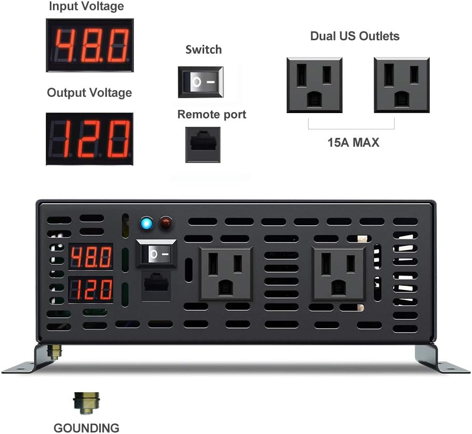 1500W 12V Pure Sine Wave Power Inverter with Remote Controller X132