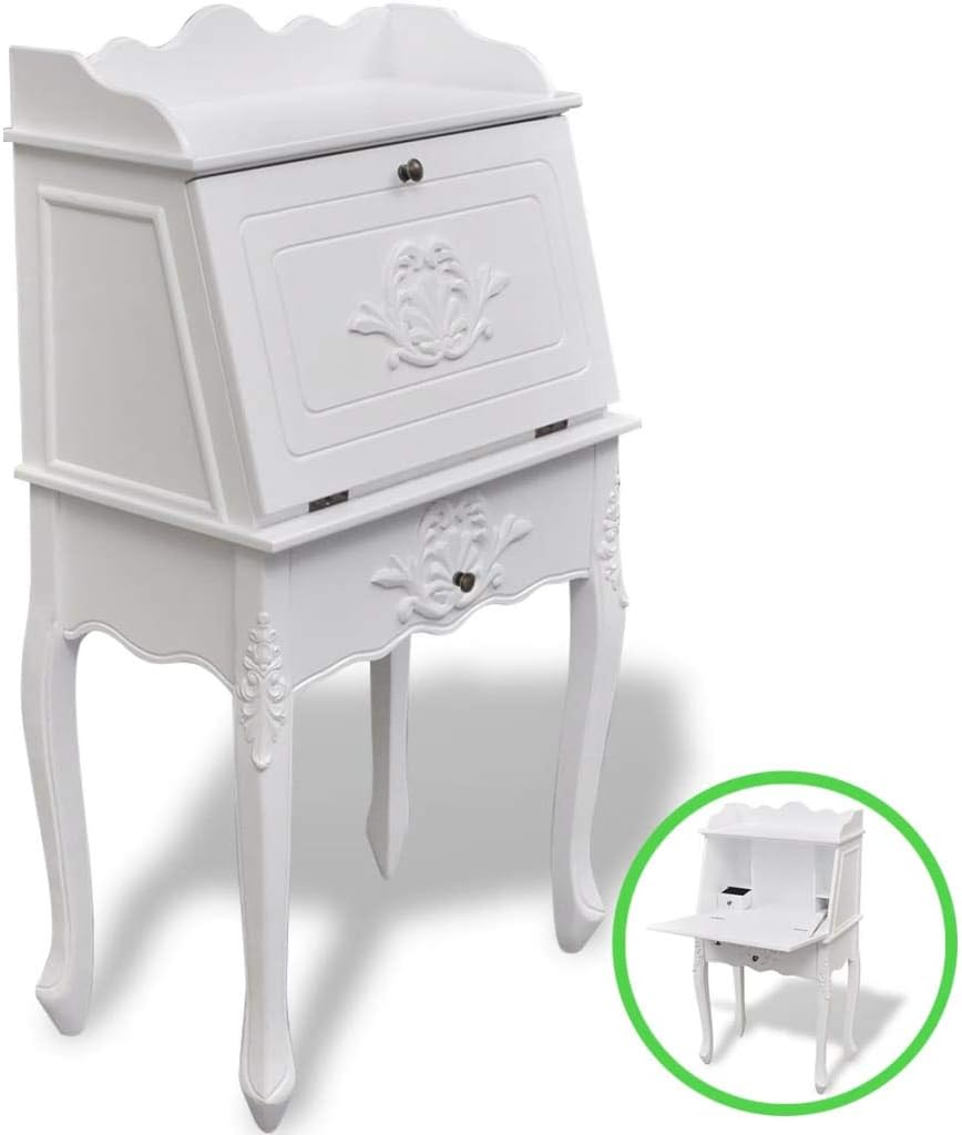 Wooden Secretary Desk with Storage Drawer and Shelves M301176
