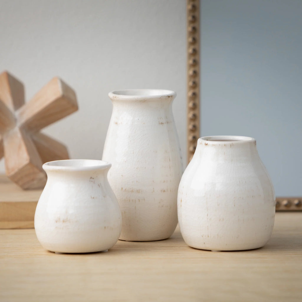 Set of 3 Petite Ceramic Vases White J73447