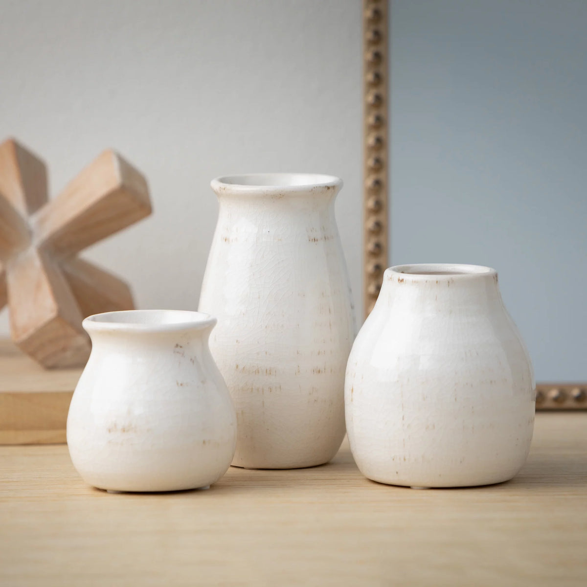 Set of 3 Petite Ceramic Vases White J73447