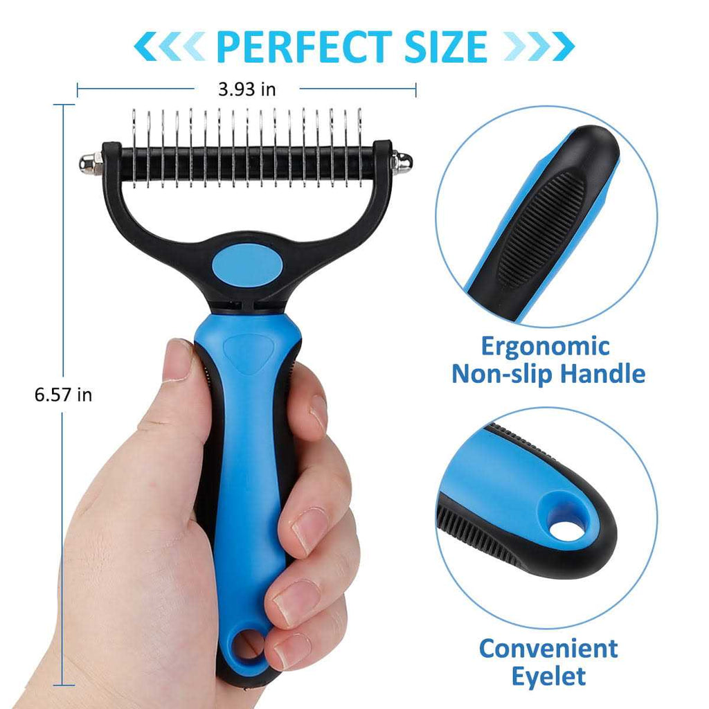 Dematting Brush Undercoat Rake for Dogs & Cats 2 Sided Grooming Tool A285