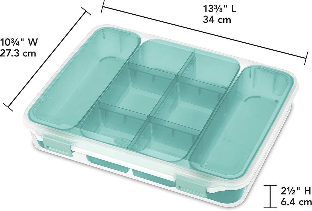 Clear Divided Case with Colored Latches and Tinted Trays, 6-Pack T9954