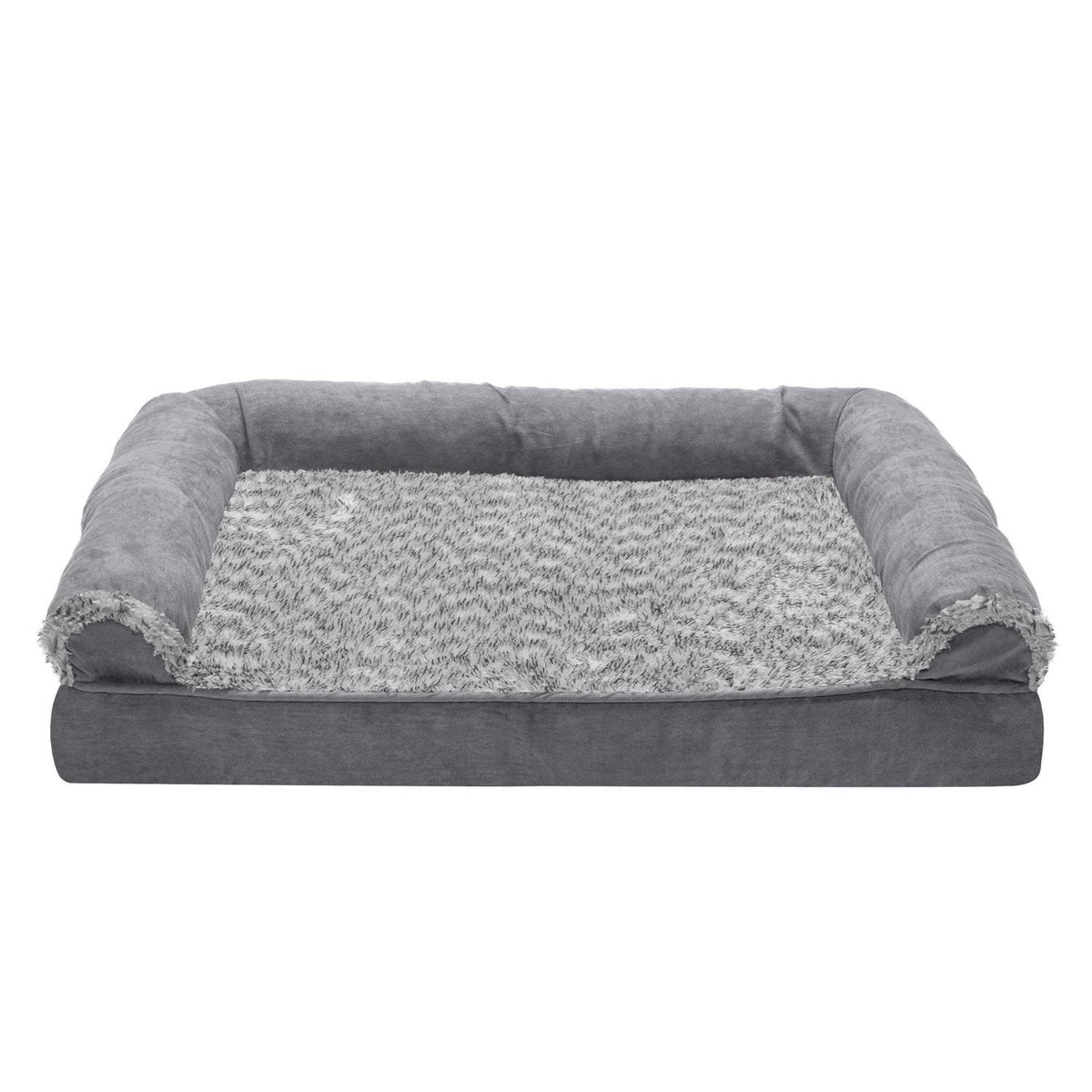 Two-Tone Faux Fur Suede Orthopedic Sofa Dog Bed O940628