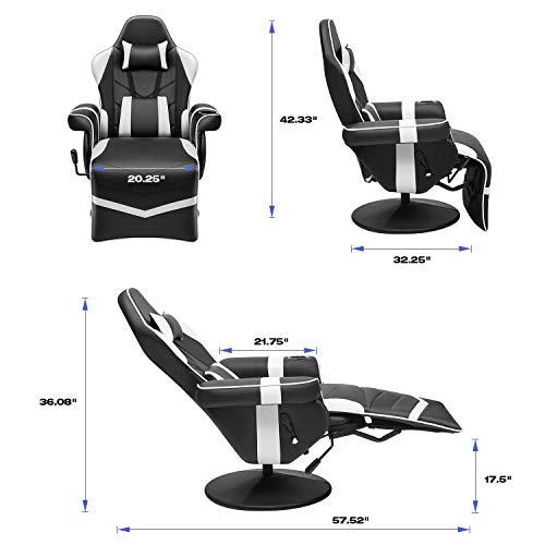 Black Pu Leather Ergonomic Reclining Gaming Sofa Chair with Footrest A718