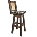 Homestead Barstool with Back & Swivel Woodland Pattern Upholstery N87116