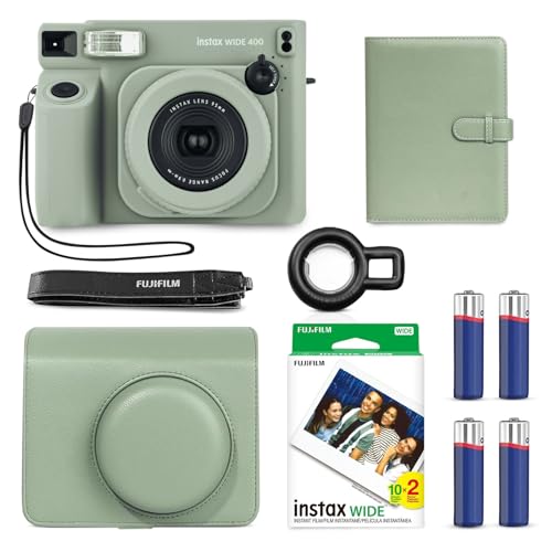 Sage Green Instant Camera with Wide Film and Accessories Bundle M5185