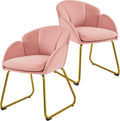 Flower Velvet Barrel Accent Chair with Golden Metal Legs, 2 Pieces I25669