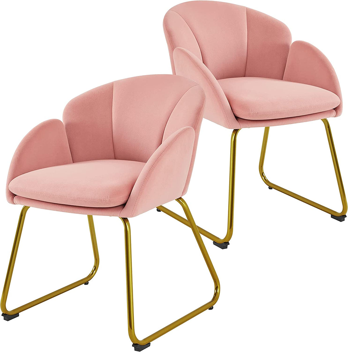 Flower Velvet Barrel Accent Chair with Golden Metal Legs, 2 Pieces I25669
