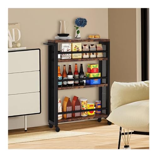 Black 4-Tier Slim Rolling Storage Cart I4923