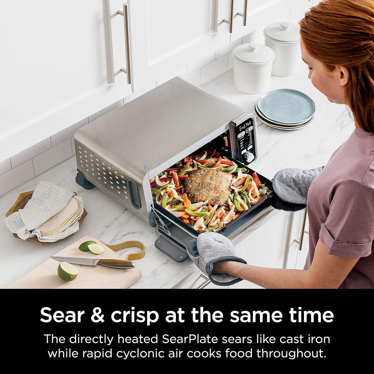 13-in-1 Air Fry Countertop Oven with Air Fry Basket, SearPlate, Wire Rack & Crumb Tray, Silver G433