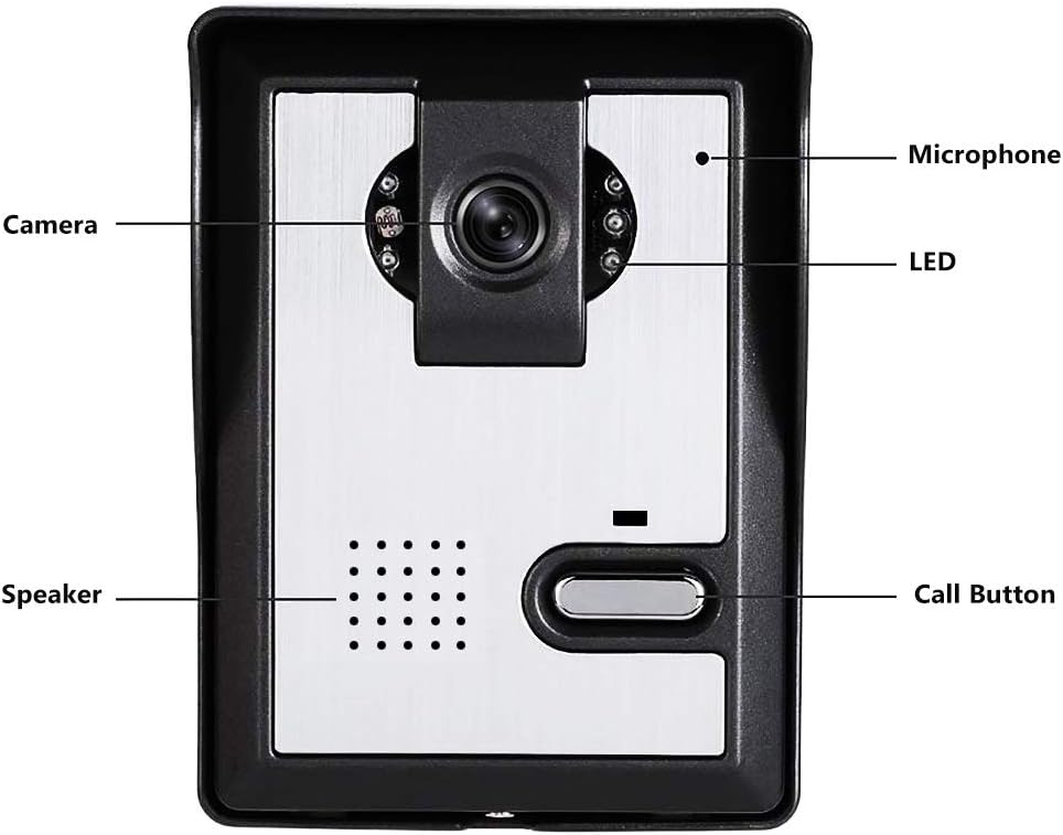 Wired Video Intercom Doorbell System 7 Inches LCD Monitor 1-IR Camera 1-Color Screen H322