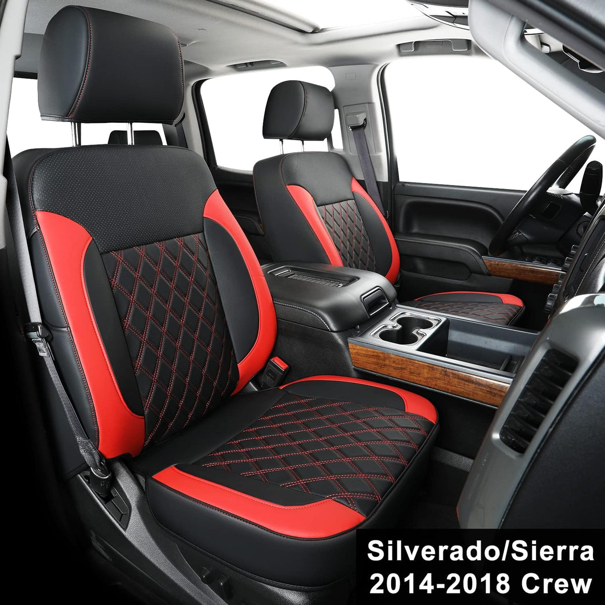 Faux Leather Seat Covers Black&Red E1643